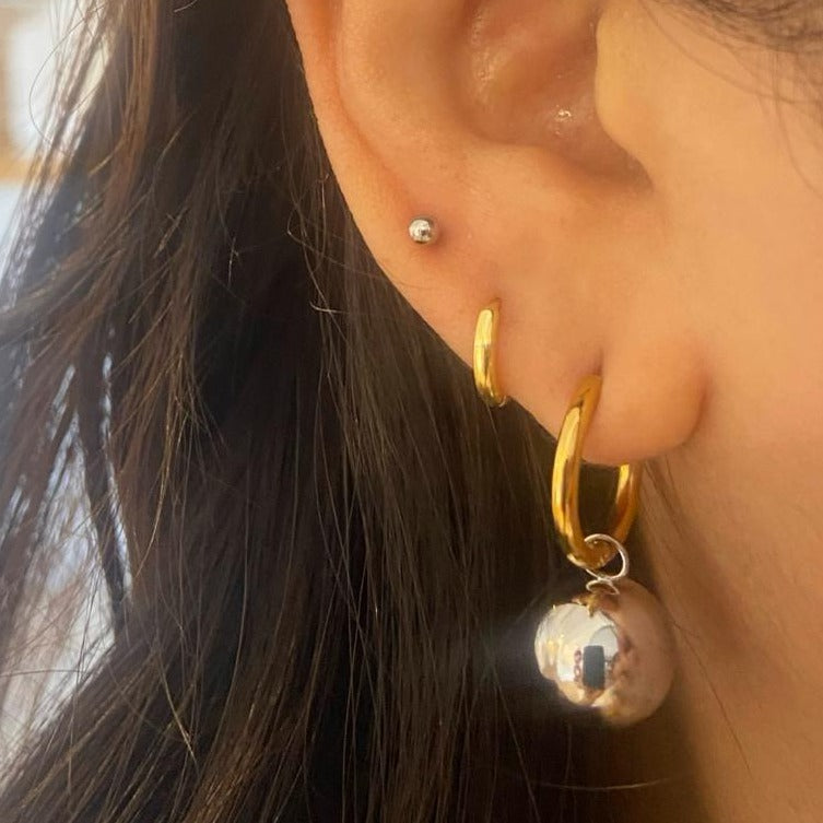 Arracadas Bolita Plateada