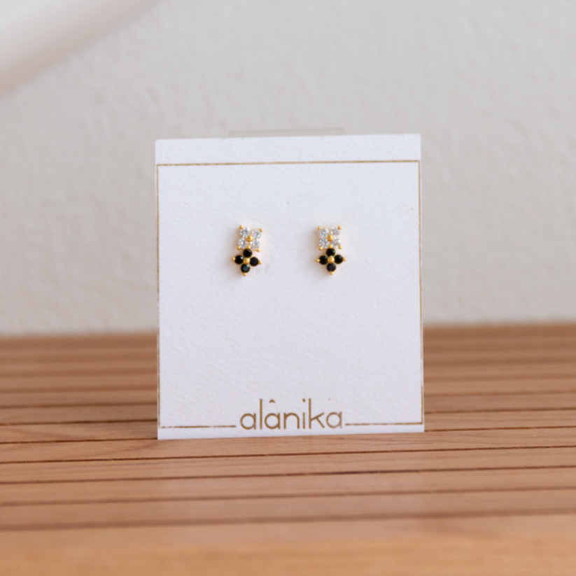 Par Aretes Flor Black & White