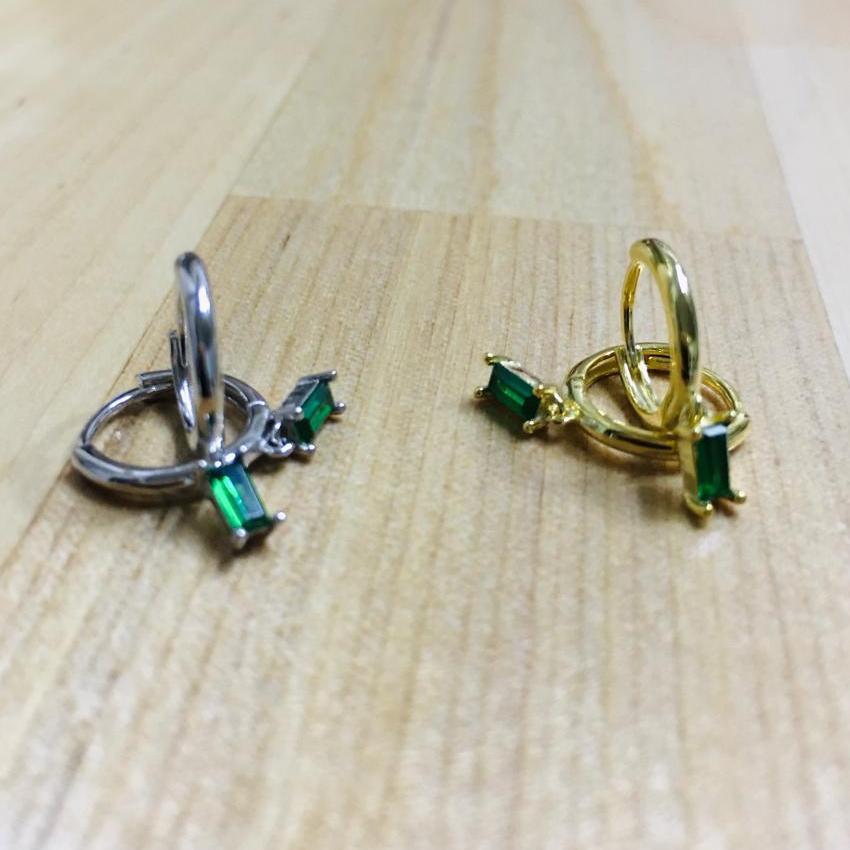 Par de Arracadas Baguette Verde💚