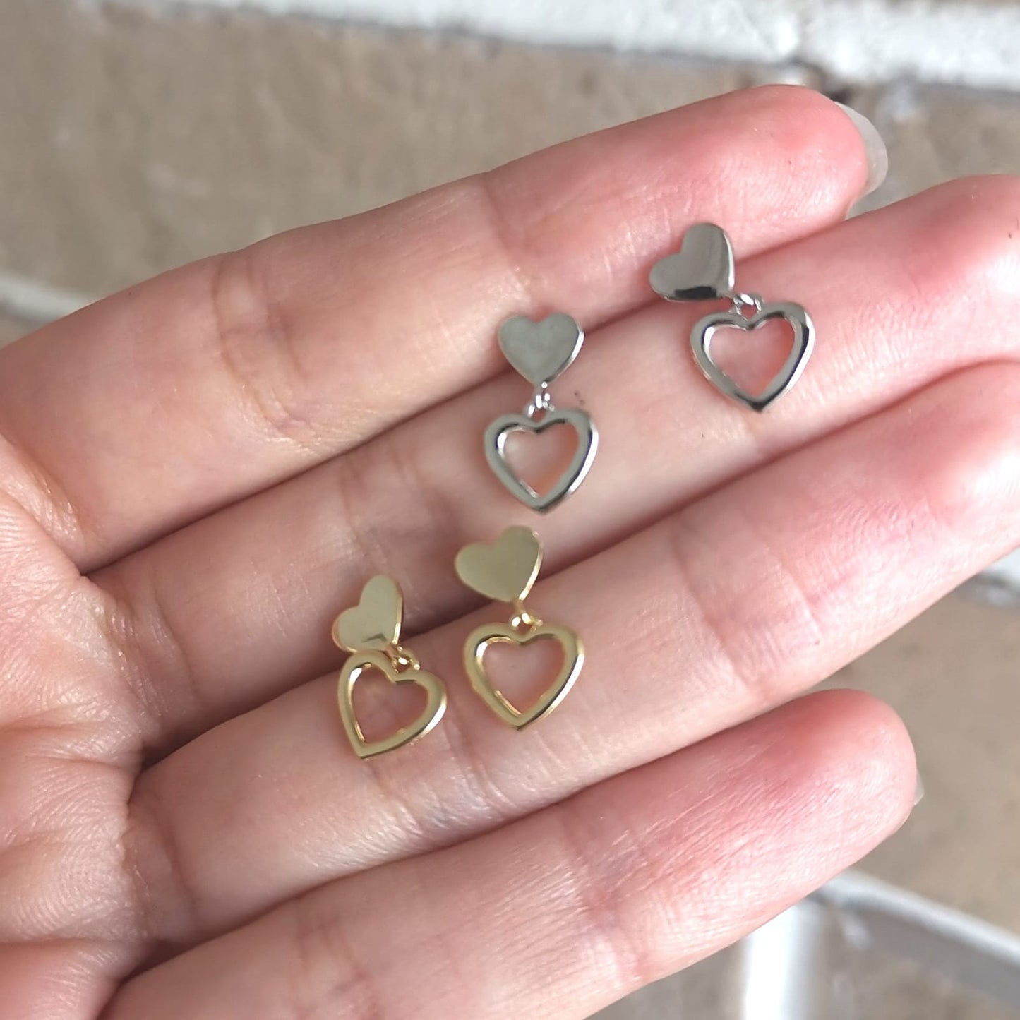 Aretes Doble Corazón💕