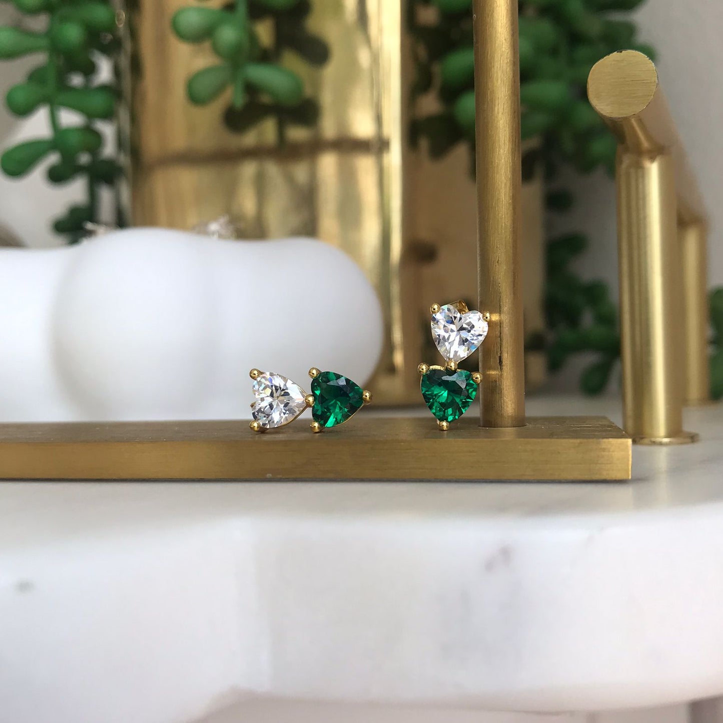 Doble Corazón Cristal Verde