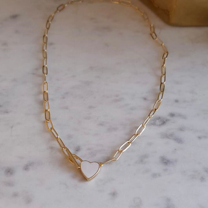 Collar Cadena Ovalo y Corazón