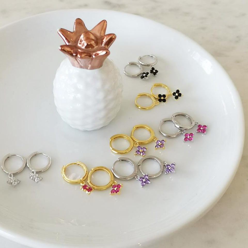 Par Arracadas Flor Circonia Pink 💖