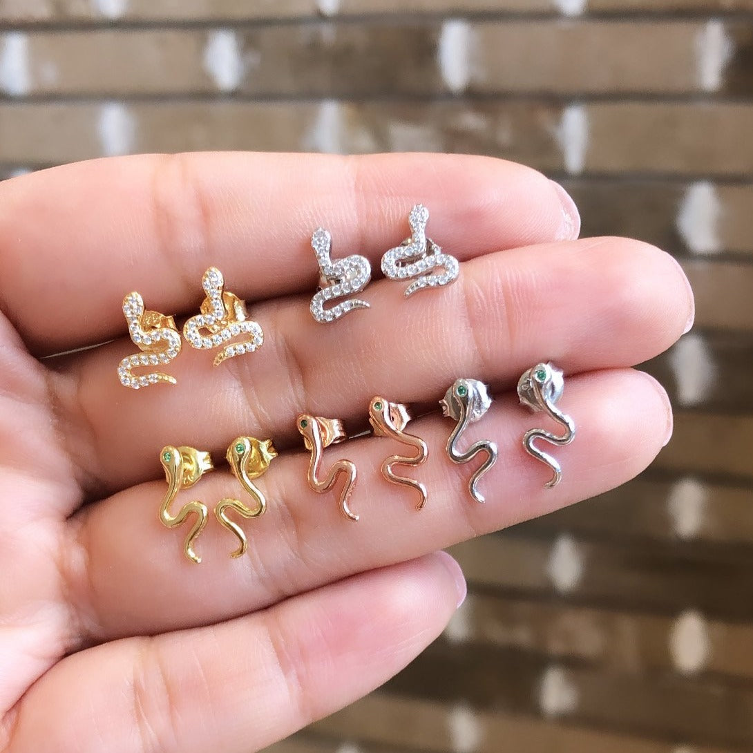 Aretes Serpiente con Circonia