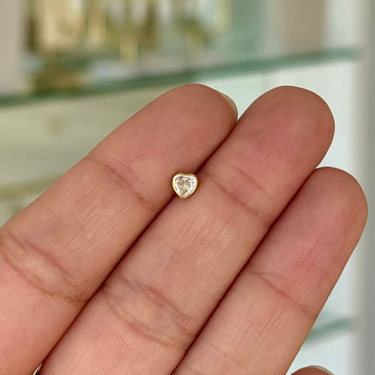 Broquel Corazón Circonia Biselado Oro 10k